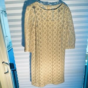 Chico's Cream Crochet Openwork dress, including separate under slip size 0.